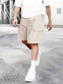 3pcs/Set Lightweight Woven Fabric Casual Cargo Shorts With Large Pockets, Fashionable Outdoor Sports Style For Teenagers, Summer