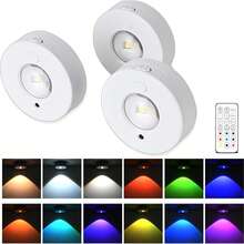 3pcs/Box Dimmable LED RGB Cabinet Lights With Remote Control, Battery Powered, Magnetic Embedded Design, Suitable For Kitchen Cabinet, Warm White, Daylight, Cool White + RGB - Magnetic RGB Cabinet Light - View 8