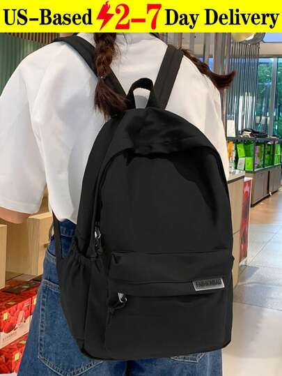 Men's Plain Versatile Water-Resistant Backpack, Schoolbag For Travel, College, School (Black) School Bag College Bag School Bag For College Bag For School Bag For School College Back To School Supplies Book Bag School Bags University Bag