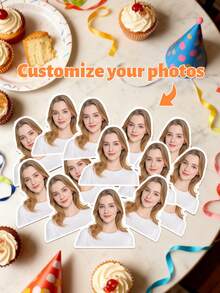 12/24/40pc Custom Face Stickers | Personalized Birthday Stickers | 21st Birthday Stickers | 30th Birthday Stickers | 40th Birthday Stickers - White - View 8