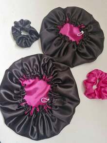 1 Black And Blue Double-Sided Satin Cap - 黑色 - 查看 3