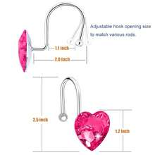 Shower Curtain Hooks Rings For Bathroom, 12PCS Heart Stainless Steel Rust Resistant Decorative Rhinestones Shower Curtain Rings Hangers For Shower Curtains (Single Hook Hot Pink),SingleHookHotPink - SingleHookHotPink - View 3