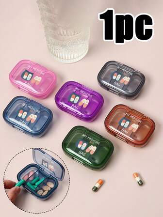 Medical Kit With Printed Cute Pill Pattern And Letters' My Medicane Bag ',Portable And Minimalist Pill Organizer Medication Storage Box With 3 Compartments For Home And Travel Portable Travel Mini Pill Case Waterproof Moisture-Proof Pill Storage Container Suitable For Storing Medication Rings And Other Small Itemsl,Suitable For Various Scenarios, Such As Travel Storage, Travel Containers, Travel, Office, Etc