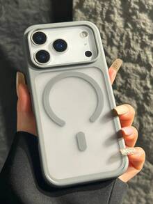 Luxury Transparent Matte Magnetic Case Compatible With IPhone 17 ProMax 17Pro 17 16 15 14 13 Pro Max Bumper Shockproof Wireless Charge Cover - Grey - View 2