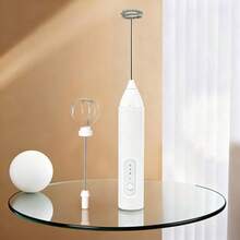 Portable 2-In-1 Electric Mixer For Coffee, Egg Whites, Drinks, And Milk - 白色打蛋器 - 查看 1