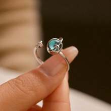 To My Daughter - Anillo de plata de ley 925 para ansiedad y ansiedad, anillo de planeta para mujer, anillo de circonita cúbica con estrella de luna azul, anillo ajustable abierto, joyería(default) - Multicolor - Ver 6