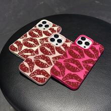 Rote Lippen,  11/12/13/14/15/17/Air/Pro/Plus/Pro Max und einfaches, stilvolles Handyhülle. Geschenke für Freunde, Valentinstagsgeschenke - Schwarz - Übersicht 3