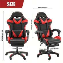 Ergonomic Gaming Chair with Footrest - Adjustable Swivel Office Chair, Tilt-Back High-Back Design, Lumbar Support & Headrest, Racing-Style Esports Chair for PC Gaming, Computer Work, Home Office, Gaming Chair, Computer Work Chair Gaming Chair with Ergonomic Design, 360° Swivel & Adjustable Lumbar Support - Comfortable Reclining Office Chair for Home or Bedroom, Suitable for All Family Members, Chaise Gaming, Chair Office - Negro - Ver 8