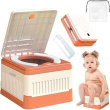 entrenador de baño para niños Plegable de Viaje,bacinica para niños,entrenador de baño para niños,potty training portable,Orinal Portátil para Coche,baño entrenador niño,Camping,(rojo) - rojo01 - Ver 2