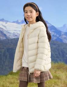 Balabala 儿童连帽羽绒服，保暖冬装，防水防风，舒适保暖 - 乳白 - 查看 4