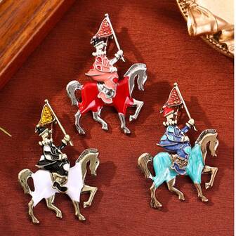 1 pieza Broche de caballo de caballero de moda, accesorio elegante para traje/abrigo para el Año del Caballo