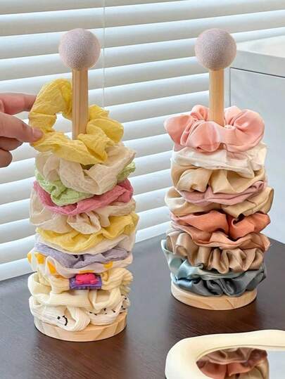 带搁板的木质发饰收纳架 - 发圈和丝带展示整理架 | 适合客厅、学校、派对、圣诞节、婚礼和返校季礼物