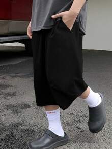 Men's Casual Knee-Length Shorts, Street Style For Summer