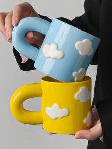 1 pieza Taza con diseño de nube en 3D estilo Ins, taza de cerámica de gran capacidad de color macaron, taza de café y desayuno creativa, taza de agua para parejas