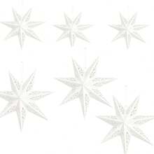 2pcs/6pcs Christmas Star Lantern, 3D Hanging Hollow Out Paper Light Star Paper Lamp Shade, Perfect For Windows, Walls, Christmas Trees, Hanging Lamp Or Magical Ceiling Decor, For Wedding Party Xmas Decoration(Lights Not Included)