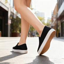 zapatilla elegantes de mujer Zapatos planos cómodos de suela blanda para mujer, antideslizantes, con lazo, sencillos y sin cordones, ideales para un look casual y versátil. - Negro - Ver 3