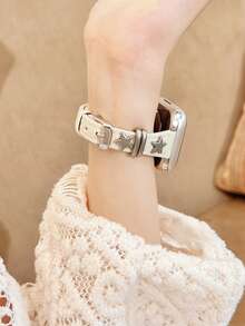 1 Pc Diamond Bling Metal Becorative Fancy Stylish Leather Loop Compatible With Apple Watch Band For Women Halloween Black Charms Blue Silver Gold Sport 38mm 40mm 41mm 42mm 44mm 45mm 46mm 49mm , Strap Compatible With Apple Watch Watchband Series Ultra 10/9/8/7/6/5/4/3/2/1 SE