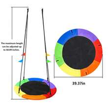 Lcchabls Spider Web Tree Swing For Toddlers & Kids - 40 Inch Saucer Swing With 850 Lb Capacity, Waterproof Oxford Fabric & Steel Frame - Outdoor Playground Swing Set Accessory - Suitable For Ages 1-3 - 彩色 - 查看 6
