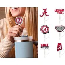 SLAW6 Alabama Crimson Tide Straw Covers 10 Millimeter Alabama Crimson Tide Gift For Men And Women Football Fans Fits Large Stanley Simple Modern 40oz Water Bottles (10 Mm Straw) (Alabama Crimson Tide) - AlabamaCrimsonTide - View 2