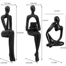 Gold Home Decor Thinker Statue Accents, Set Of 3 Thinker Sculptures Office Decor Modern Abstract Resin Decoration On Shelf Table Desk Living Room Office Bedroom Small Gold - 小黑 - 查看 4