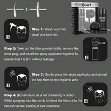 BUNEE 增发纤维粉套装 - 瞬间增厚发丝，3 件套：增发纤维粉、精准喷雾器、造型梳 - 增发纤维粉礼盒装，男士美发造型套装，增发纤维