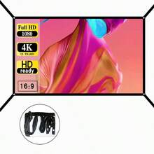 60-72-84-100-120-150 inci - pliabil, călcabil, lavabil, ușor de transportat, ușor de instalat, nu necesită găurire, vine cu cârlige gratuite, ecran de proiecție esențial pentru home theater, grătar în aer liber și camping, perdea portabilă, ecran specific pentru proiector - ediție extinsă - alb - Vizualizare 2