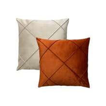 Set Of 4 And 2 Draped Suede Cushion Covers 44x44cm Decoration - Trắng/Đất nung - Xem 3