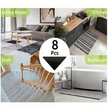 24个可重复使用、可水洗的防滑地毯夹，带双面胶带，适用于家居用品、地毯、扶手椅套、地垫、防滑地毯贴纸、家居装饰 - 地毯贴纸（4个地毯贴纸 + 4个辅助贴纸）。使用方法请观看视频。