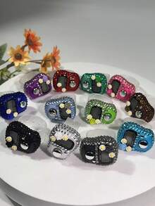 Rhinestone Decor Digital Counter Ring - Bling Flower Design Finger Counter For Daily/Party Crystal Encrusted Finger Counter Ring - Multi-Color Bling Style Digital Tally Tool