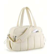 时尚防水旅行手提包、健身包、周末旅行包、女士背包、学习用品包 - 米色 - 查看 7