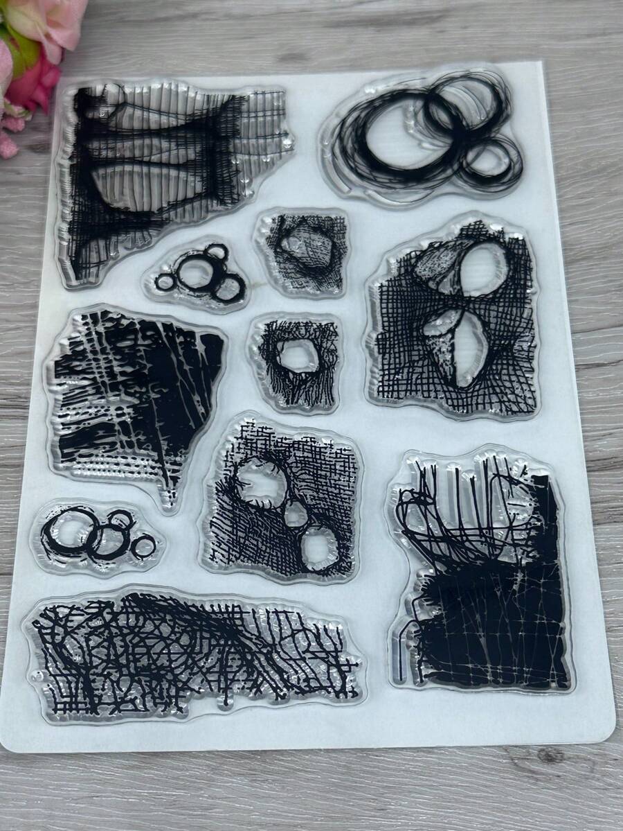 1 Transparent Rubber Stamp Retro Rubber Transparent Card Mixed Shapes Making Stamp DIY Scrapbook Photo Magazine Album Decoration Stamp ﻿ - Black - View 1