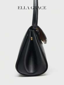 ELLA GRACE- Women's Minimalist Mini Top-Handle Underarm Bag, Everyday Shoulder Crossbody Purse, Chic Versatile Handbag - Black - View 7