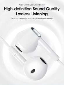 Philips TAE1020 Wired In-Ear Earbuds,Type C,Volume Control, Durable Cable,Hi-Fi Sound For Music And Office ,Clear Microphone Comfortable Fit For Smartphone - Black - View 2