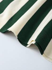 Suéter masculino retrô listrado em cores contrastantes/Roupa cáqui - Verde escuro - Ver 6