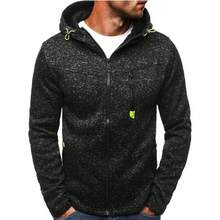 Sudadera con capucha de entrenamiento con cremallera completa para hombre, sudadera con capucha de forro polar, chaqueta deportiva casual de peso medio, Negro, Small - inicial - Ver 4
