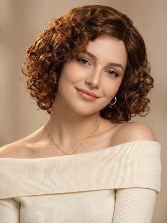 Shawl Small Curly Wavy Hair Wigs For Women Natural Looking Synthetic Heat Resistant Hair Wigs For Daily Party Christmas& Various Occasions Wear