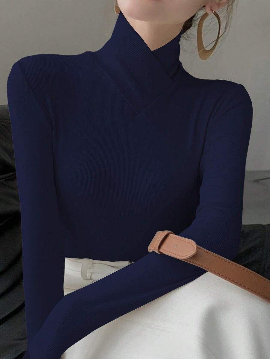 Áo lót nữ cổ chéo dệt kim màu trơn, thích hợp mặc công sở, hàng mới về mùa xuân, phong cách thường ngày.