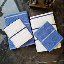 Navy & White 4-Piece Bath Towel Set – 50x85 Cm & 70x140 Cm – 100% Cotton, Soft & Absorbent Towels – Premium Quality, Made In Turkey - Blue - View 3