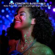 Teenitor Glow In The Dark Glitter, 12 Colors Body Glitter Face Glitter Hair Glitter Gel For UV Black Light Halloween Makeup Festivals Raves, - ColorC - 查看 4