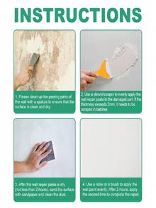 JUE FISH Wandreparaturpaste, geeignet zum Ausbessern von Nagellöchern, Rissen, Abblätterungen, Graffiti, Flecken und Kratzer in Wänden. Geruchlos, mit guter Haftung, effektiv gegen Wasser- und Staubeindringen, hitze- und kältebeständig, blättert auch bei hoher Luftfeuchtigkeit oder Temperatur nicht ab, einfach anzuwenden.