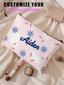 New Cosmetic Bag, Custom Photo Cosmetic Bag, Can Be Customized To Your Unique Design, Lightweight Waterproof Canvas Zipper Cosmetic Bag Is Also Perfect For Coin Purse, Pencil Case, Perfect For Shopping, Date, Vacation, Travel, Festival, Party Or As A Gift Shop Back To School