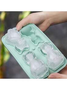 1 pieza Molde grande de cubitos de hielo de silicona con 4 agujeros, utensilios de cocina, accesorios de cocina, molde de hielo con forma de gato lindo, tapa extraíble, bandejas de hielo reutilizables para chocolate, pudín, gelatina y caramelo para congelador, moldes de hielo de silicona flexibles, decoración de dormitorio, regalos, accesorios de baño - Multicolor - Ver 8