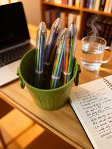 4pcs Multicolor Ballpoint Pen (6-In-1), Quick-Drying Gel Pen, 0.5mm Office Stationery, Multifunctional Fun Student Pen, Writing Pen, Signature Pen - Multicolor - View 3