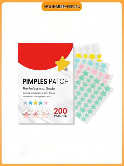 Pimple Patches,Pimple Patches For Face, Hydrocolloid Acne Patches, Cute Star Stickers Hydrocolloid Acne Pimple Patch For Covering Zits And Blemishes (200 Count),Cleaning Wipes
