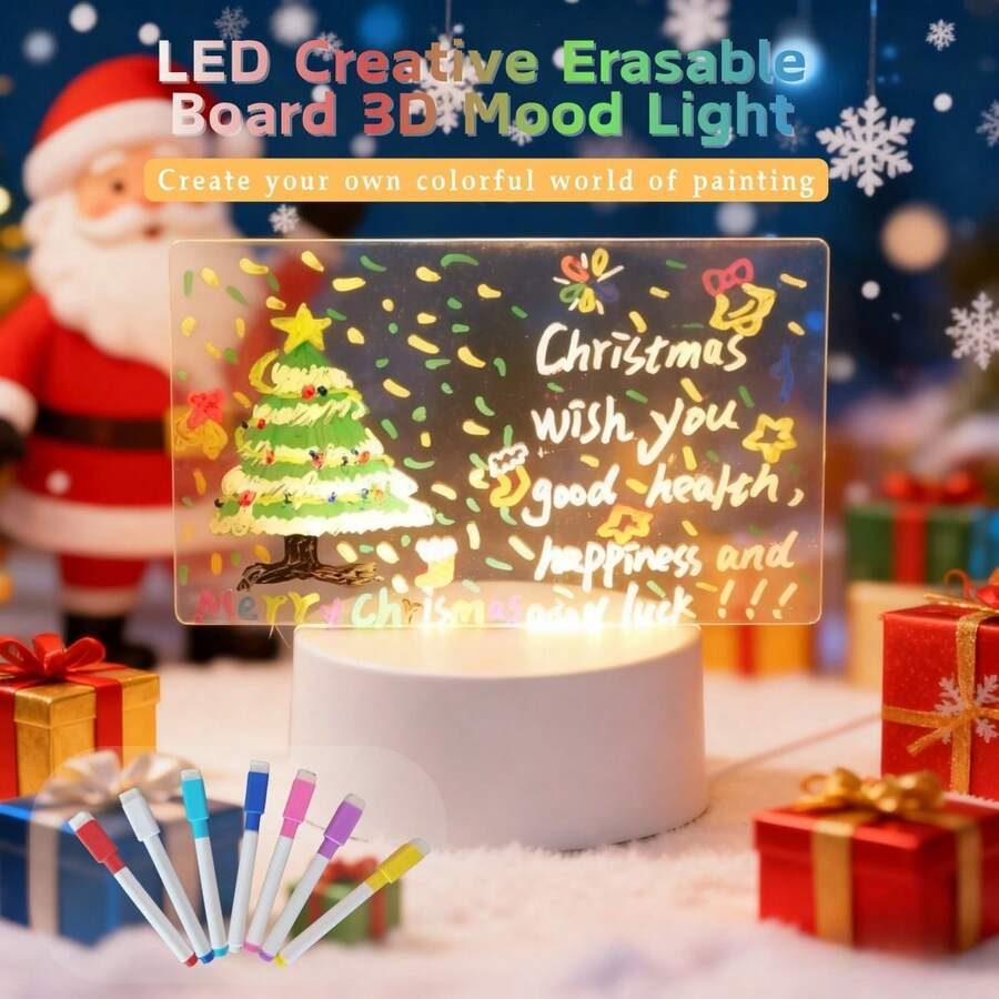 1pc LED Acrylic Erasable Message Board, USB Drawing Board DIY, Can Be Used As Bedroom Night Light, Birthday Gift, Gift, Bar Advertisement - Yellow - View 1