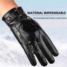 FANBOLD Guantes para , Guantes Invierno con Pantalla Tctil, Guantes Trmicos de Punto con Interior de Forro Polar, Guantes de Tejidos para Hombre y Mujer Antiderrapantes - guantes de cuero negros - Ver 6