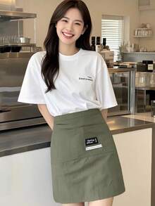 Apron With Pockets, Waist Apron, Women's Apron With Pockets, Kitchen Cooking Apron, Waterproof Cotton Apron With Front Pocket, Suitable For Kitchen, Cooking, Painting, Baking, Service, Hairdressing And Other Occasions