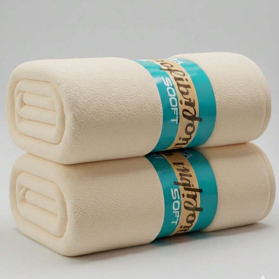 Microfiber Blanket, Double Size, Hypoallergenic, Printed And Plain, Warm - Khaki - View 1