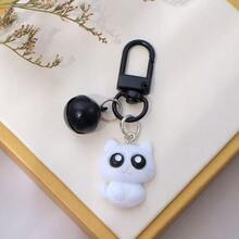 2 chiếc móc khóa mèo đen trắng dễ thương, mặt dây chuyền ba lô, quà tặng nhỏ cho bạn bè - Đen và trắng - Xem 4