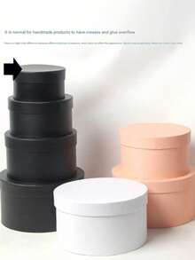 4个圆形礼盒，鲜花盒，礼品包装盒，适用于教师节、母亲节、父亲节、情人节、圣诞节（不同批次之间可能存在轻微色差，但质量不变） - 白色 - 查看 2